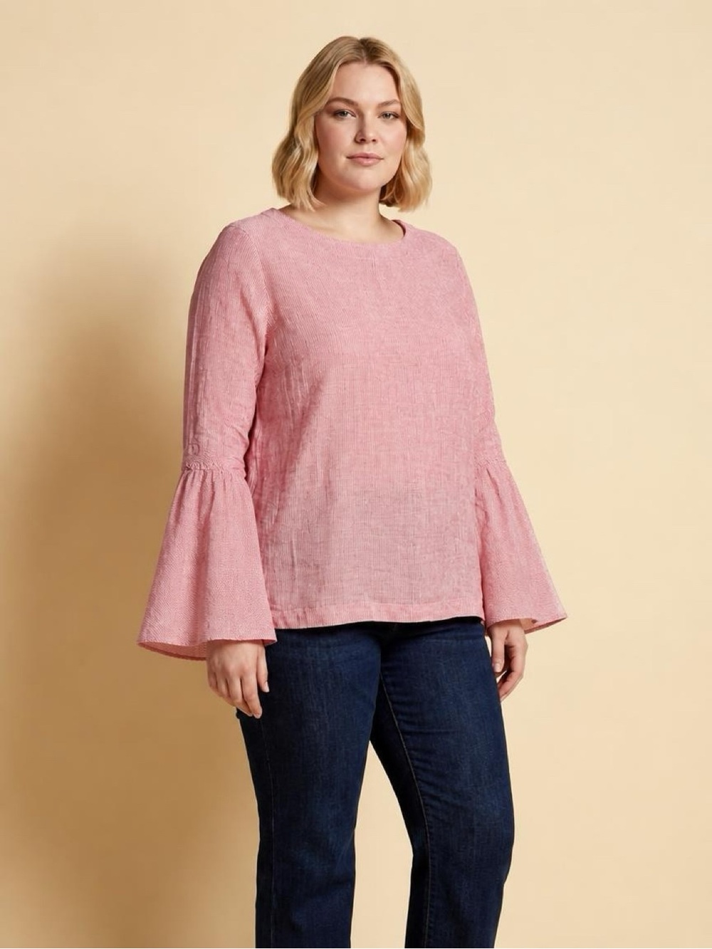 Cynthia Rowley Bell-Sleeve Linen Top